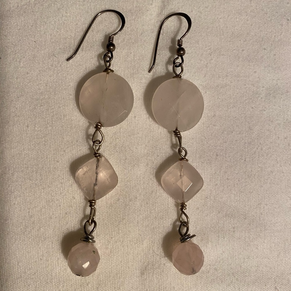 Pink Crystal Dangle Earrings